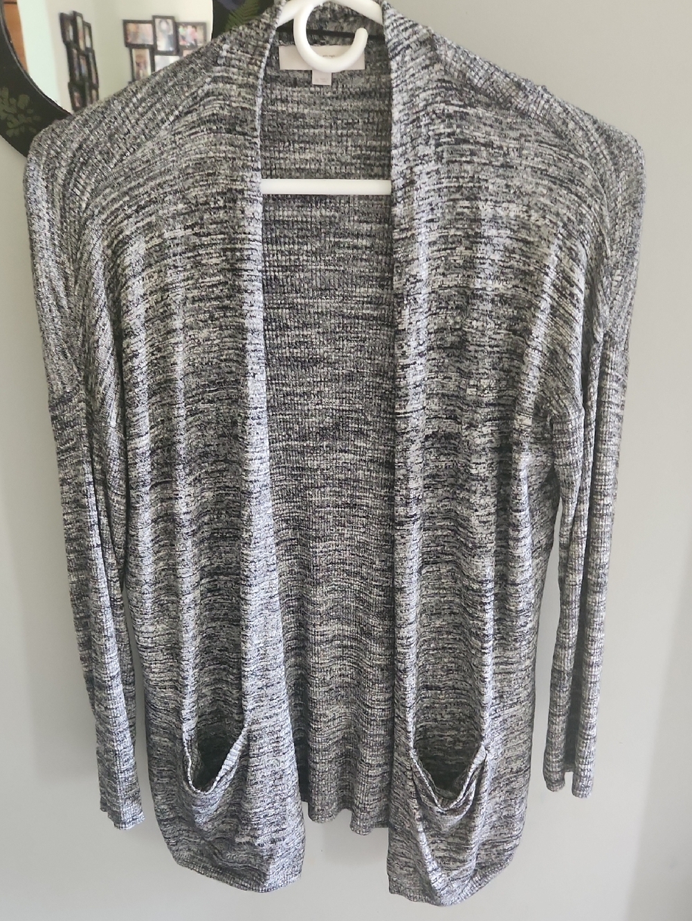 LOFT Women's XL Marled Gray Open-Front Cardigan